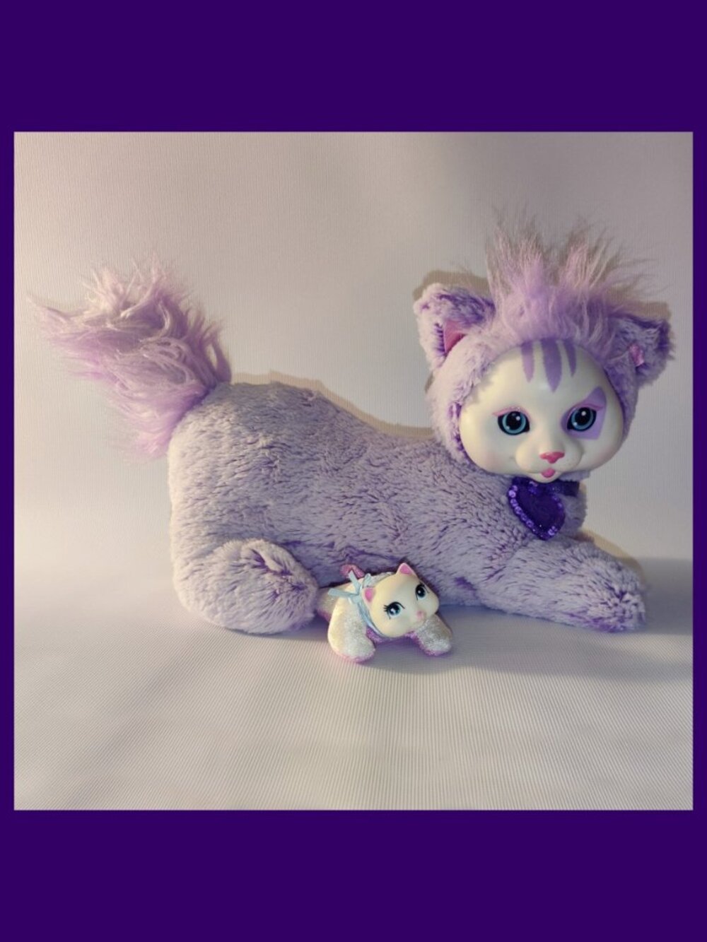 Kitty Surprise Mama Cat and One Kitten Purple & White 2016 Plush Stuffed Animal